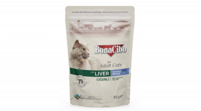 Bonacibo pouch wet adult cat food liver 