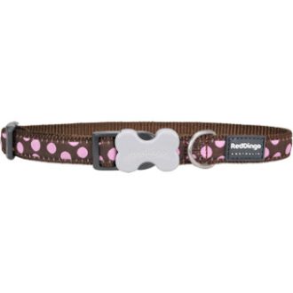 Red Dingo nyakörv Design Pink Spots on Brown 