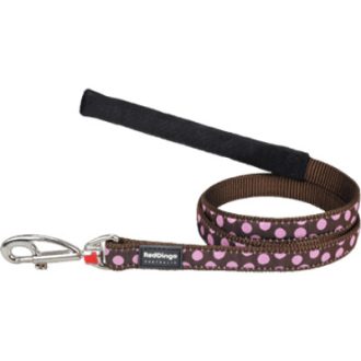 Red Dingo póráz Design Pink Spots on Brown  