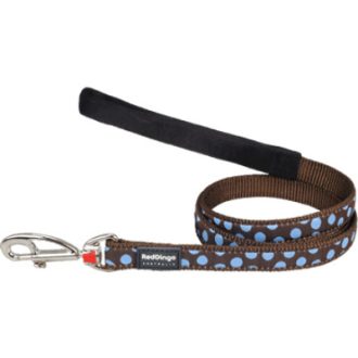 Red Dingo póráz Design Blue Spots on Brown  