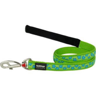 Red Dingo póráz Design StarsTurquoise on Lime Green  