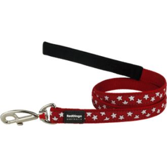 Red Dingo póráz Design Stars White on Red  