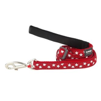 Red Dingo póráz Design Stars White on Red  