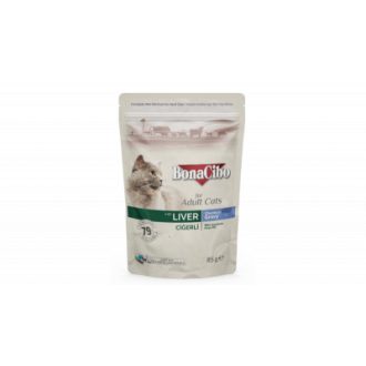 Bonacibo pouch wet adult cat food liver 12x85gramm