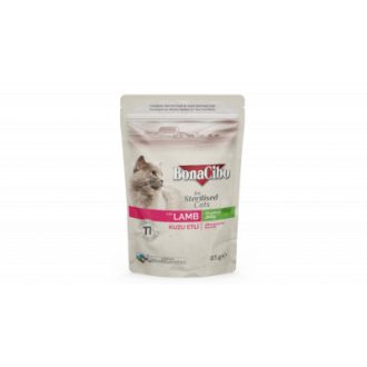 Bonacibo pouch wet adult cat food sterilised lamb 12x85gramm