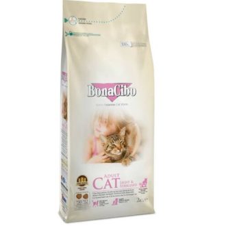  Bonacibo Cat Light, Sterilized csirke, szardella, rák, rizs macskatáp 5kg
