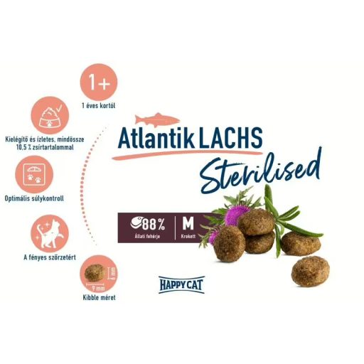 Happy Cat Sterilised Atlantic Lachs - Lazac macskatáp 4kg