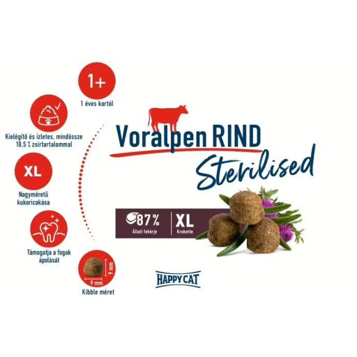 Happy Cat Sterilised Voralpen Rind - Marha macskatáp 10kg