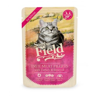   Sam's Field True Meat Fillets for kittens - Turkey & Broccoli alutasakos eledel